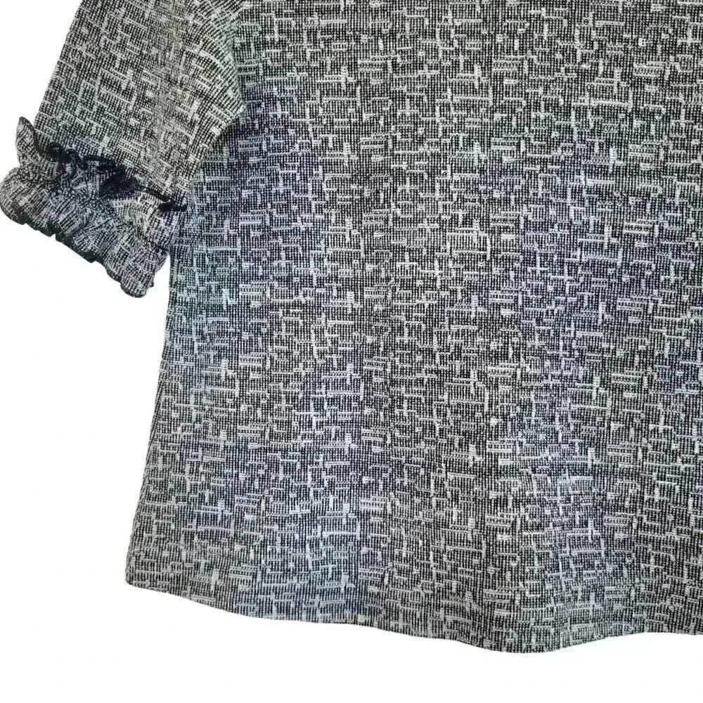 Banana Republic Women's Dark Navy & White Poly/Cotton/Rayon Textured Boucle Ruff - Picture 7 of 9